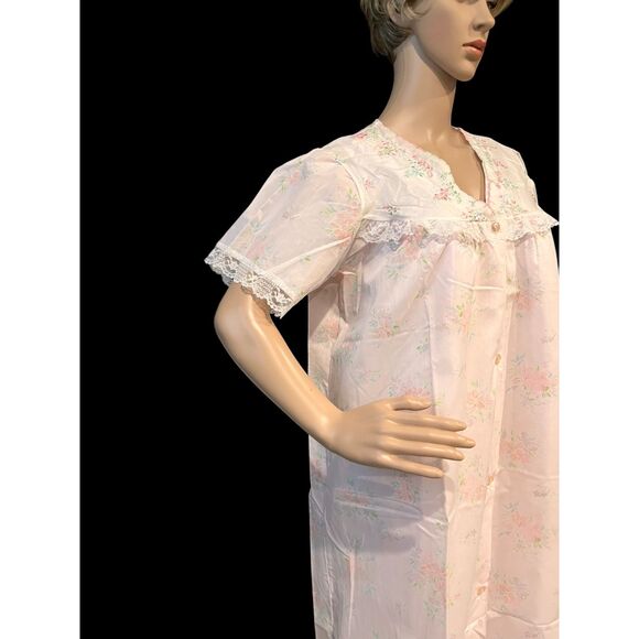 DANNI NEW YORK 60's/70's Night Dress & House Coat VTG Pink Floral NWT Sz L - Picture 3 of 11